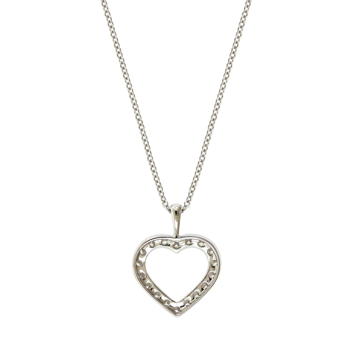 18K White Gold Diamond Heart Necklace