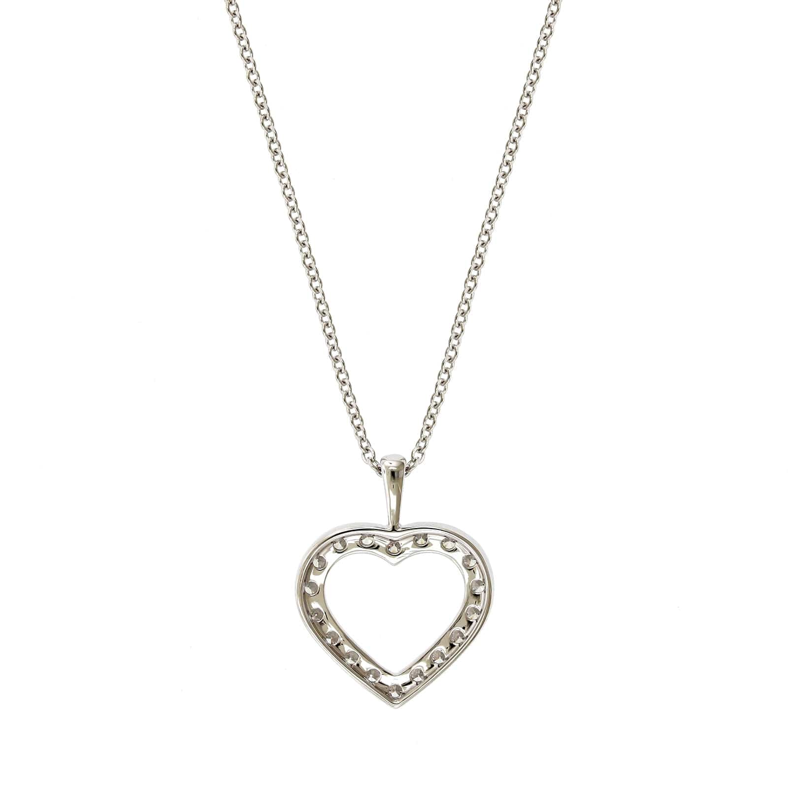 18K White Gold Diamond Heart Necklace