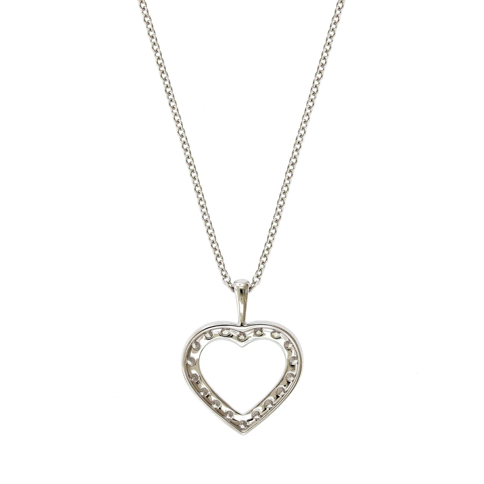 18K White Gold Diamond Heart Necklace