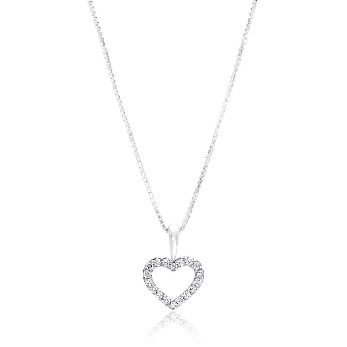 18K White Gold Diamond Heart Pendant