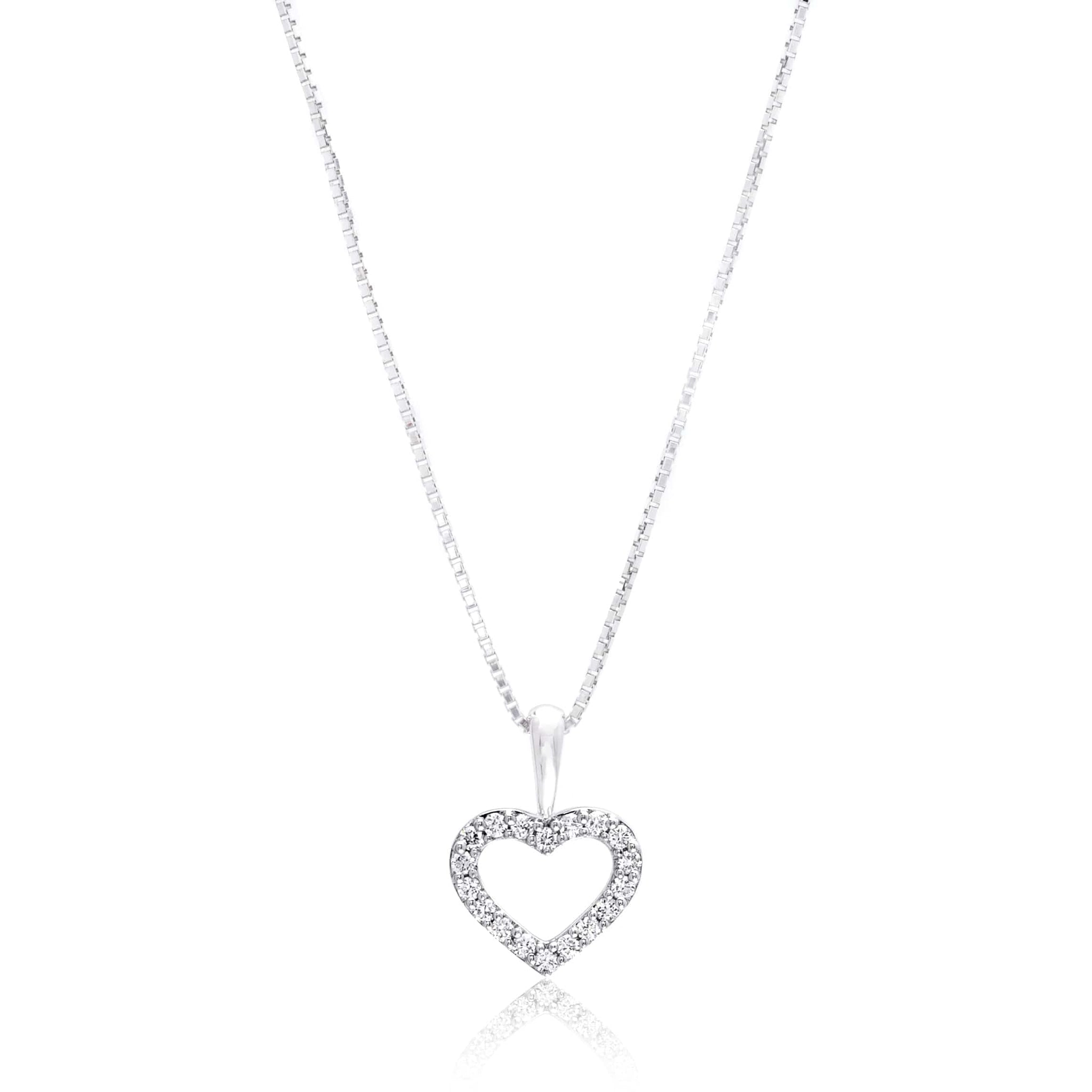18K White Gold Diamond Heart Pendant