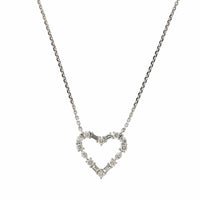 14K White Gold Multi Diamond Shape Heart Necklace