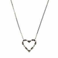 14K White Gold Multi Diamond Shape Heart Necklace