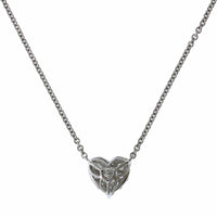 18K White Gold Heart Diamond Cluster Necklace