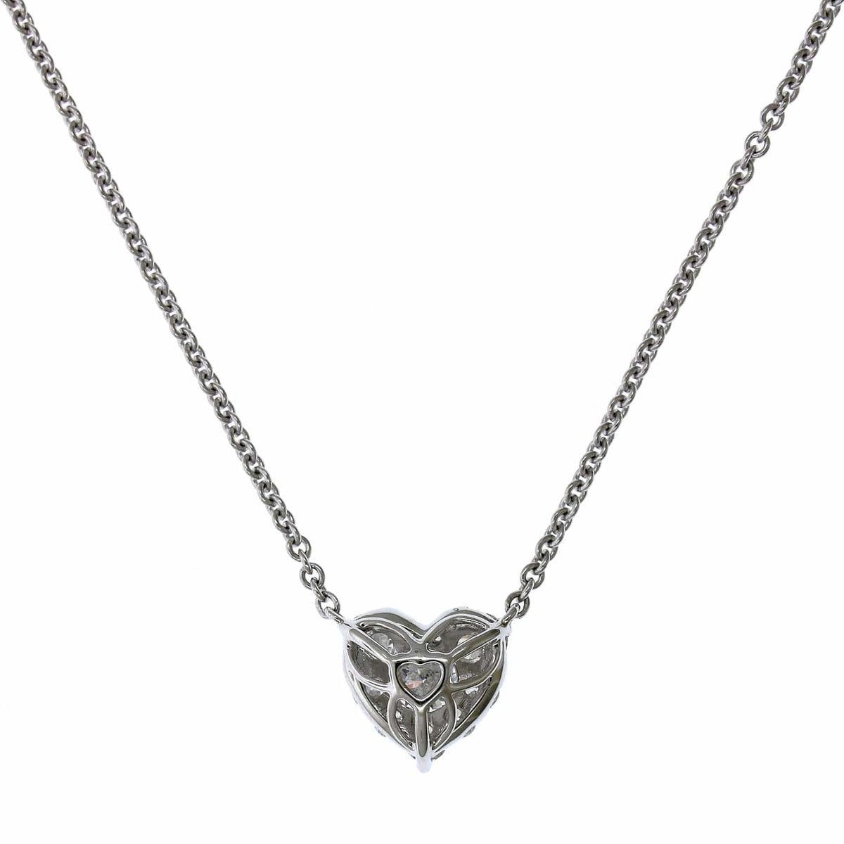 18K White Gold Heart Diamond Cluster Necklace