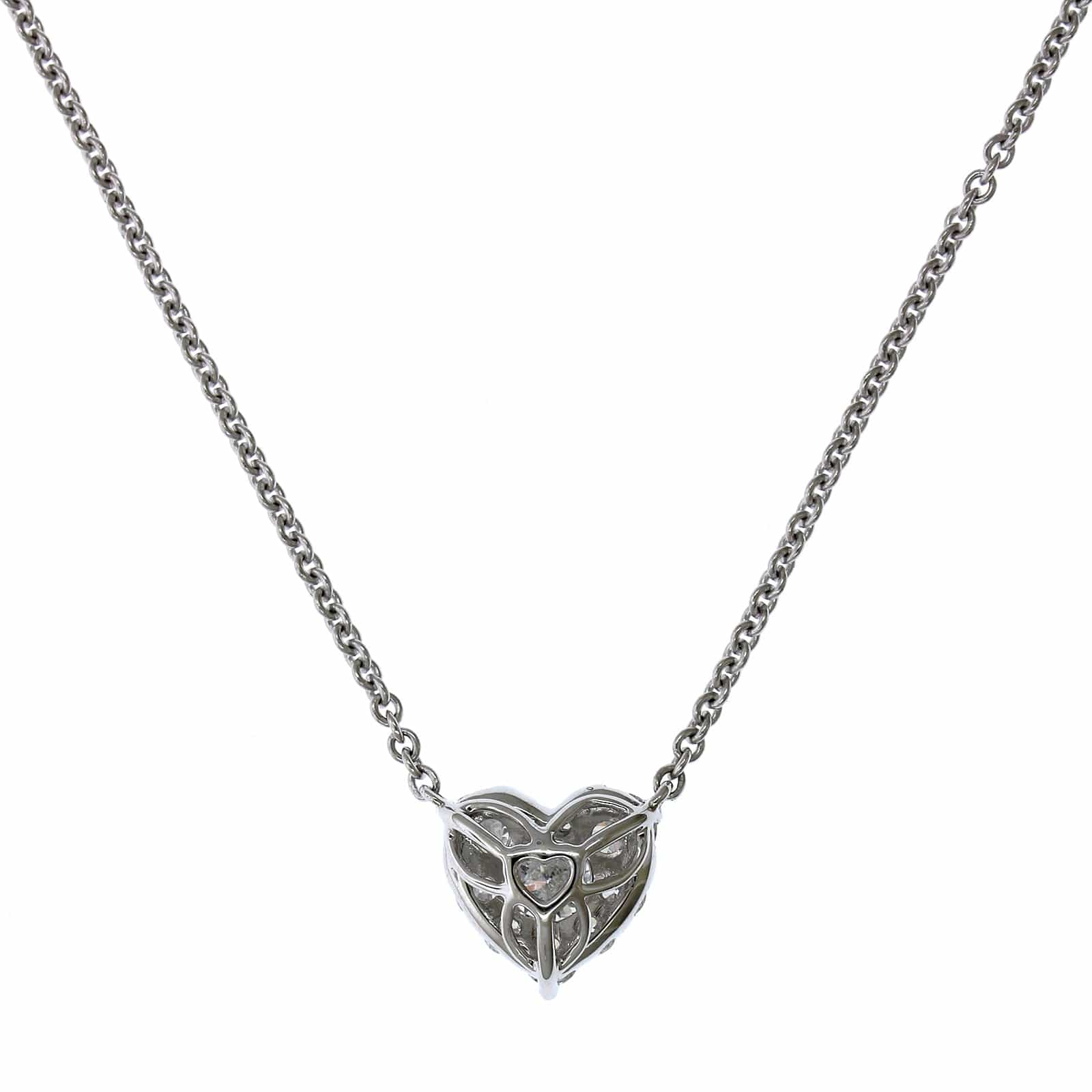 18K White Gold Heart Diamond Cluster Necklace
