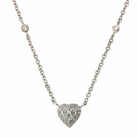 18K White Gold Heart Cluster Diamond Necklace