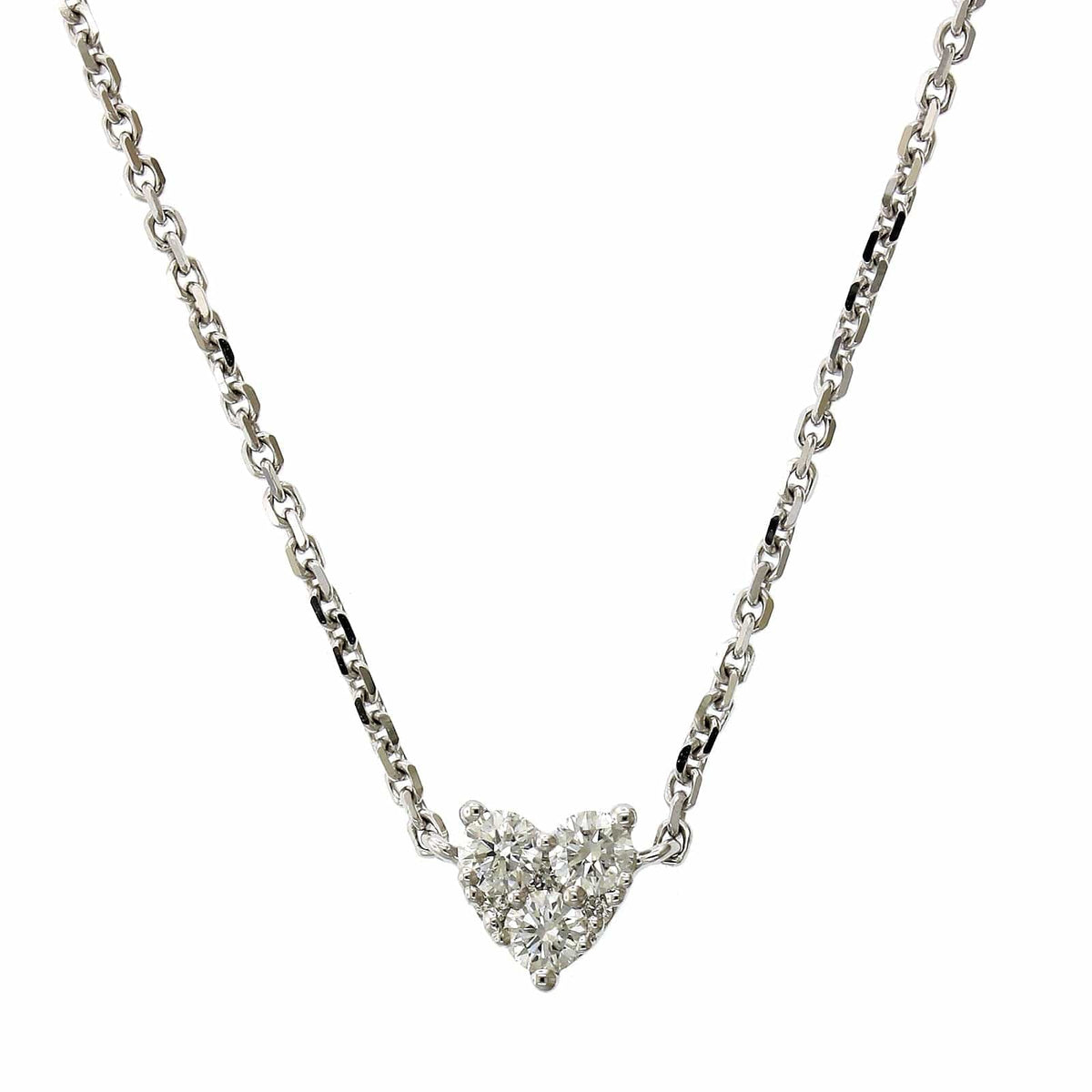 14K White Gold Cluster Diamond Heart Pendant, 14k white gold, Long's Jewelers