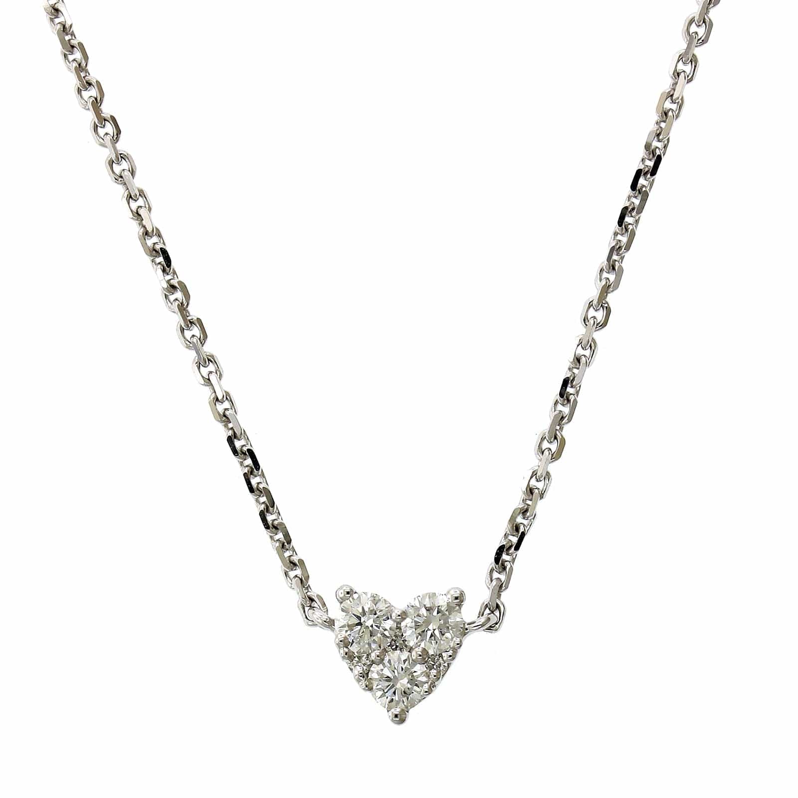 14K White Gold Cluster Diamond Heart Pendant, 14k white gold, Long's Jewelers