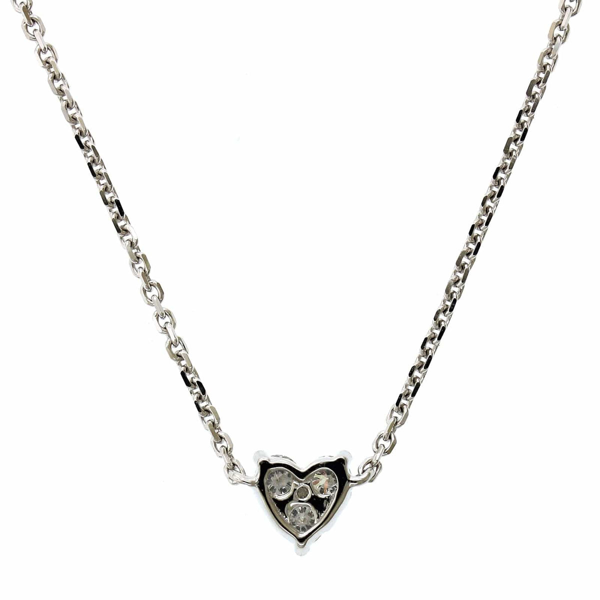 14K White Gold Cluster Diamond Heart Pendant, 14k white gold, Long's Jewelers