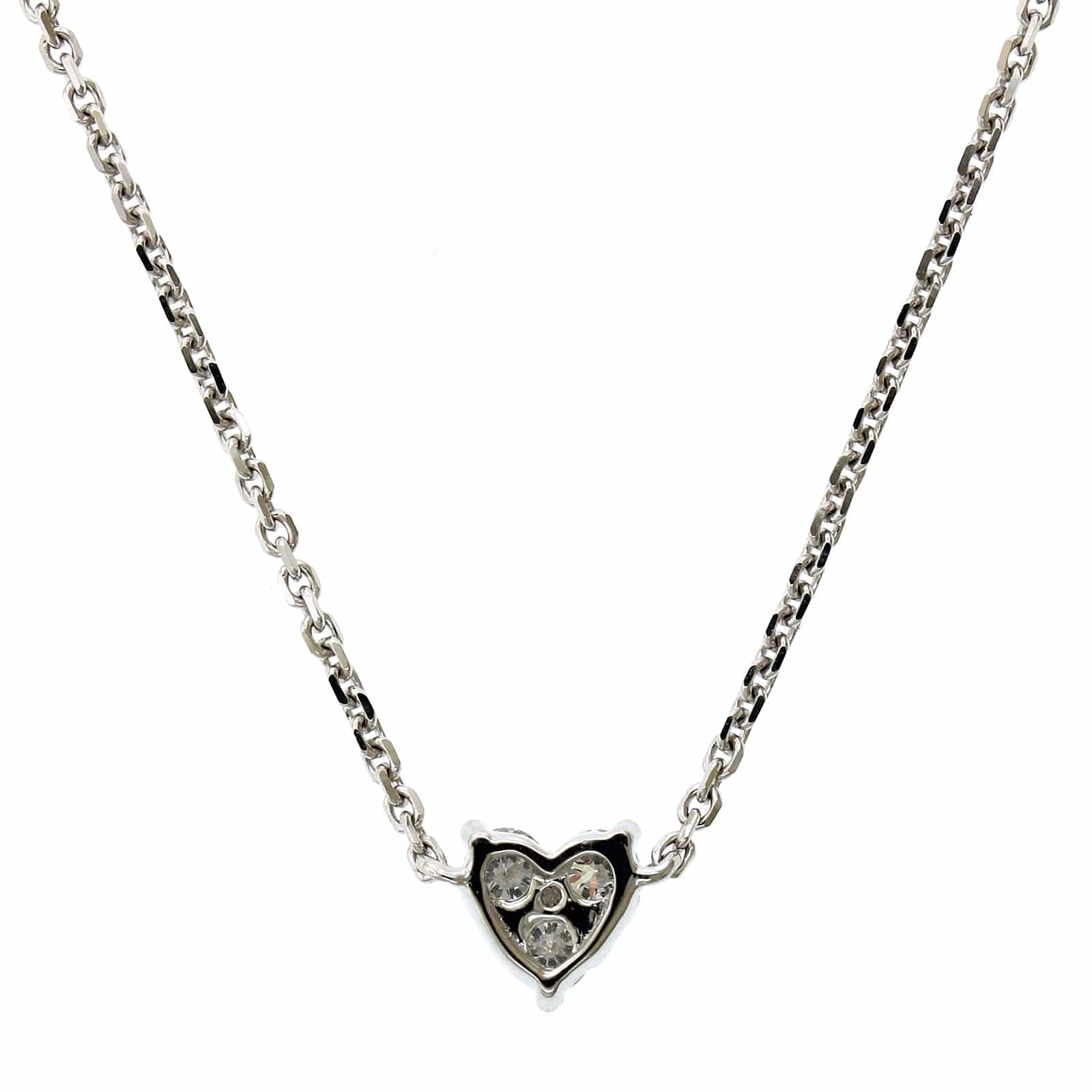 14K White Gold Cluster Diamond Heart Pendant, 14k white gold, Long's Jewelers