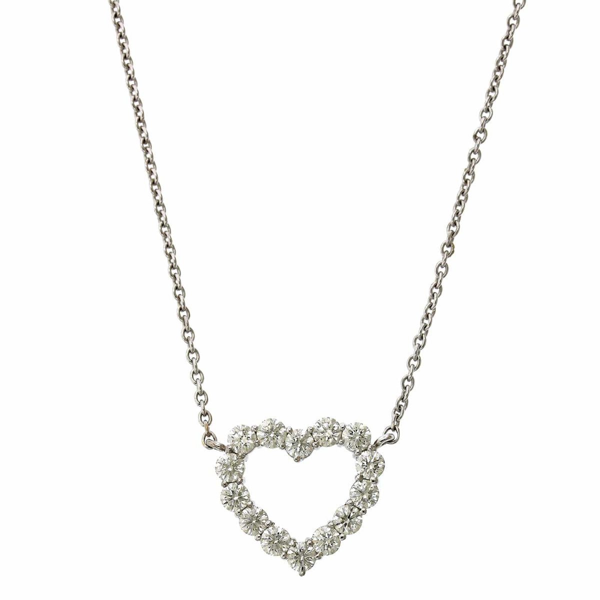 18K White Gold Diamond Heart Necklace, 18k white gold, Long's Jewelers