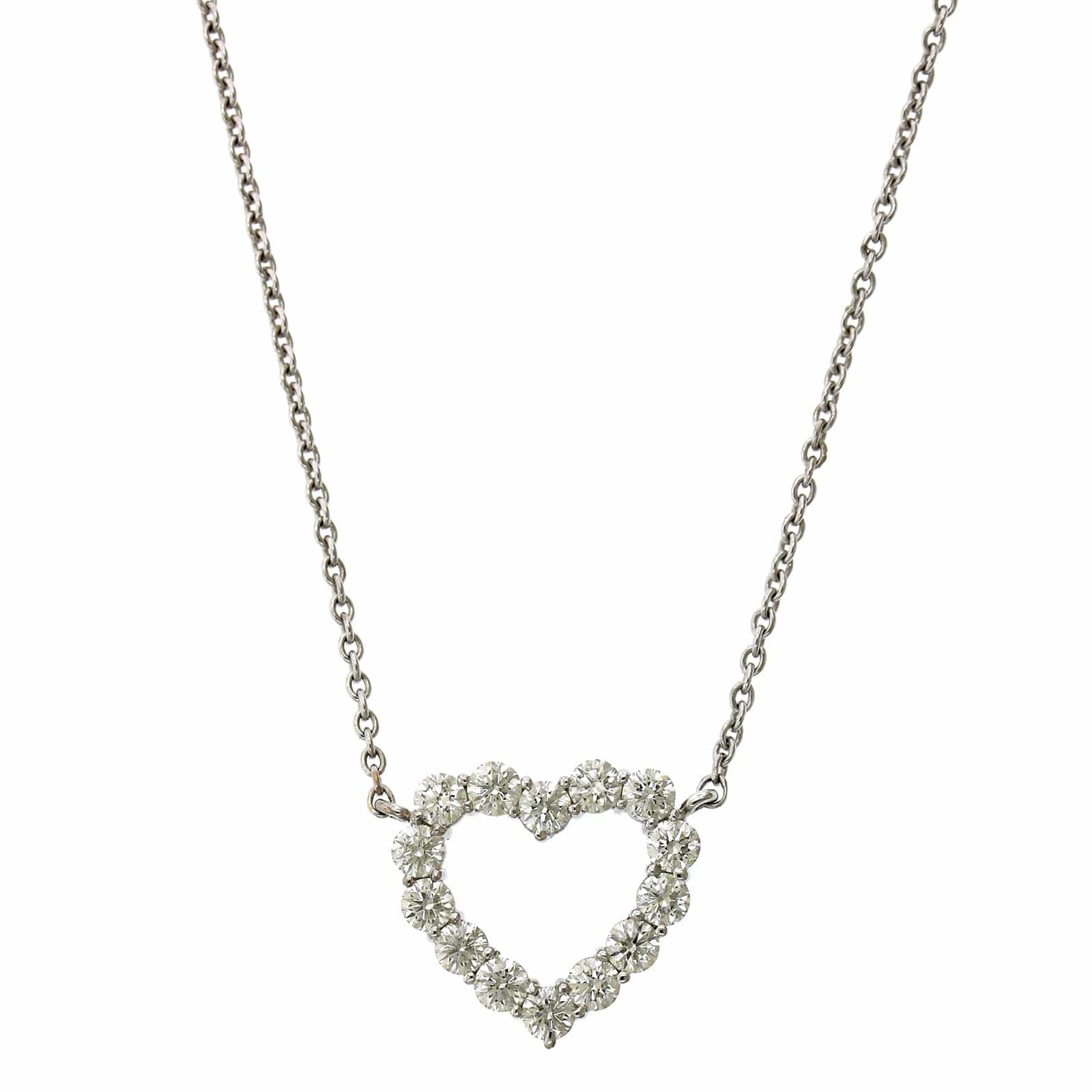 18K White Gold Diamond Heart Necklace, 18k white gold, Long's Jewelers