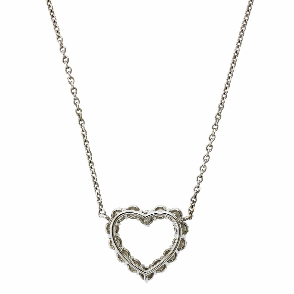 18K White Gold Diamond Heart Necklace, 18k white gold, Long's Jewelers