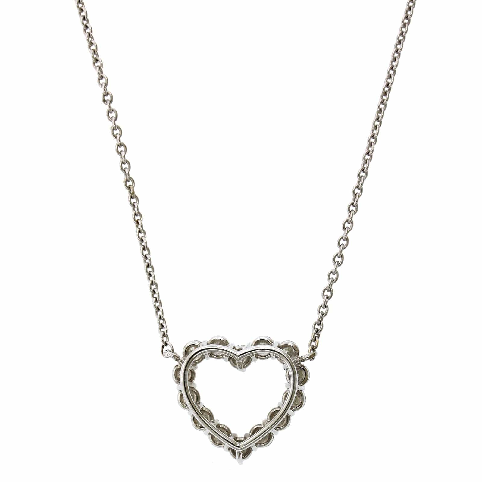 18K White Gold Diamond Heart Necklace, 18k white gold, Long's Jewelers
