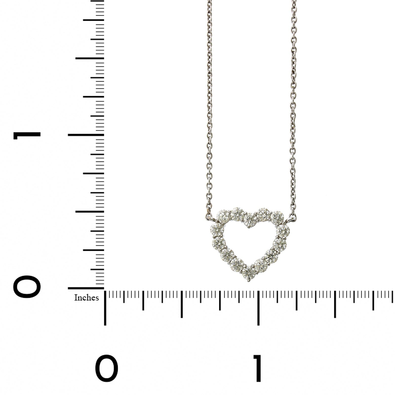 18K White Gold Diamond Heart Necklace, 18k white gold, Long's Jewelers