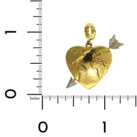 14K Yellow Gold Globe Heart Diamond Arrow Charm, 14k yellow gold, Long's Jewelers