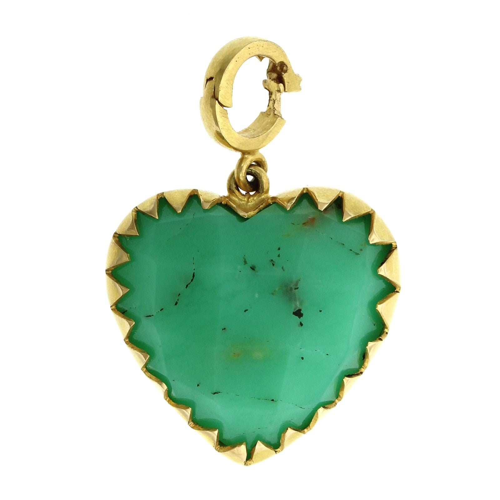 14K Yellow Gold Chrysoprase Heart Charm, 14k yellow gold, Long's Jewelers