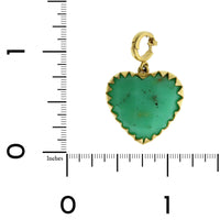14K Yellow Gold Chrysoprase Heart Charm, 14k yellow gold, Long's Jewelers