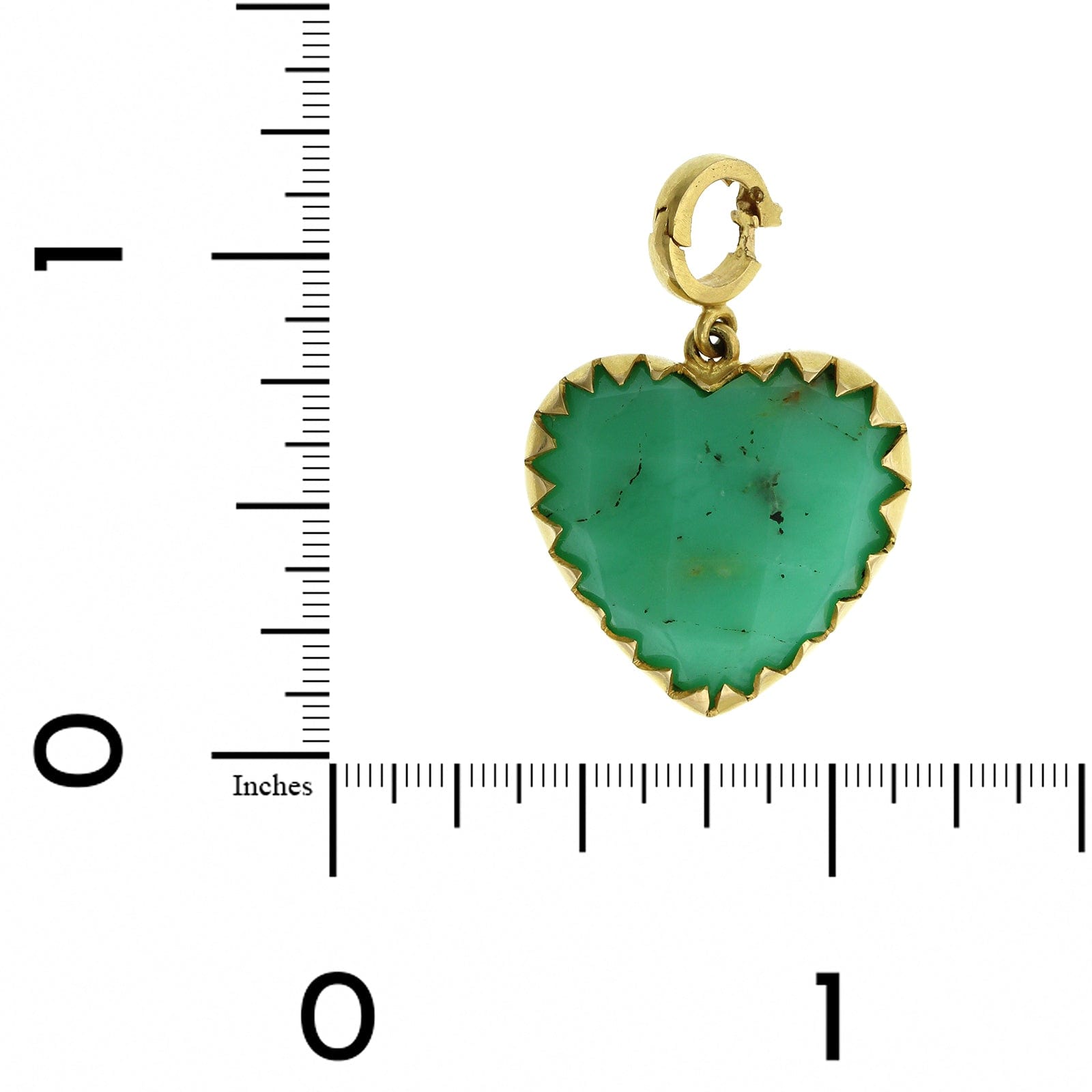 14K Yellow Gold Chrysoprase Heart Charm, 14k yellow gold, Long's Jewelers