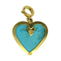 14K Yellow Gold Turquoise Heart Charm, 14k yellow gold, Long's Jewelers