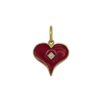 18K Yellow Gold Red Enamel Heart Sempre Con Te Charm