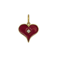 18K Yellow Gold Red Enamel Heart Sempre Con Te Charm