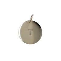14K White Gold "T" Disc Pendant Only