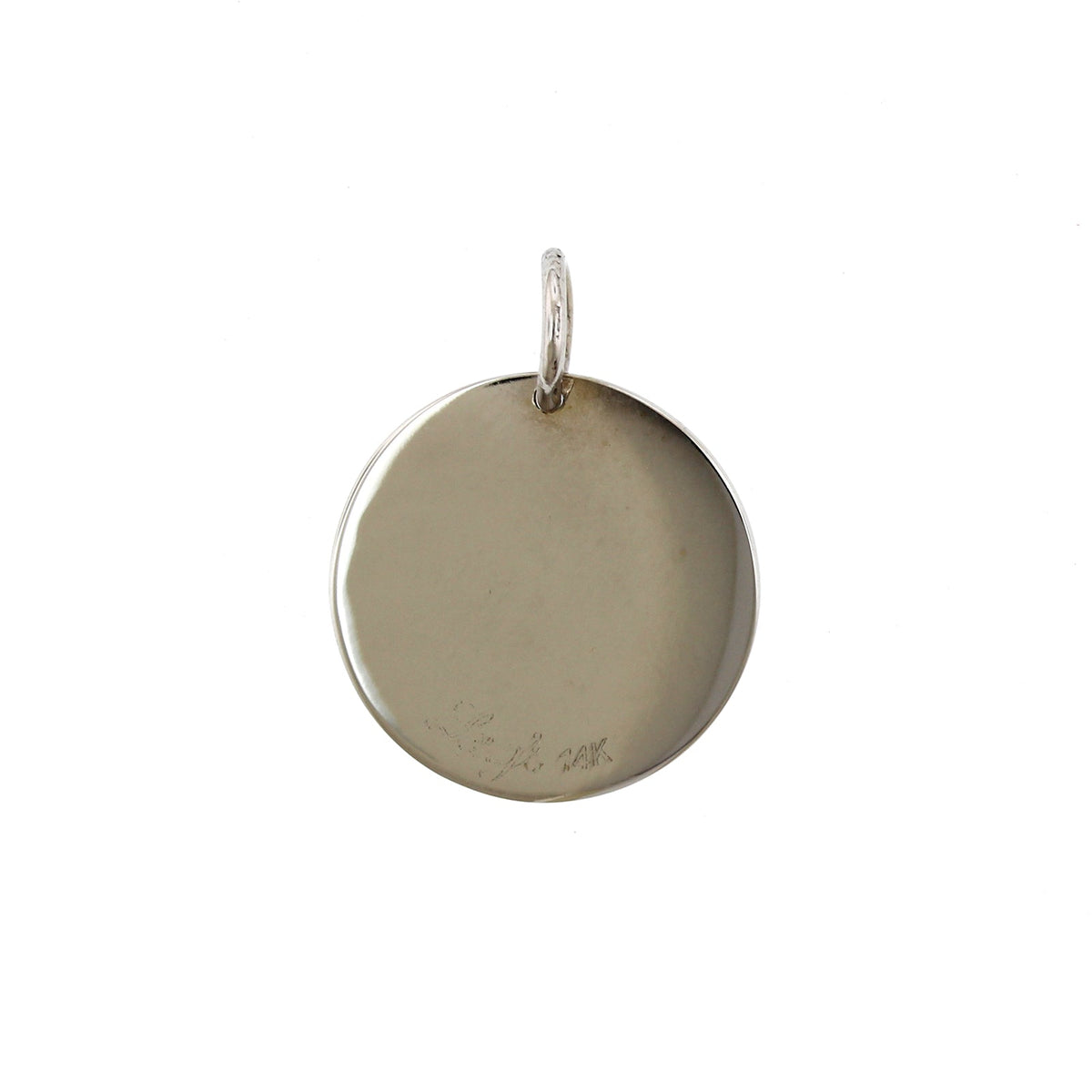 14K White Gold "T" Disc Pendant Only