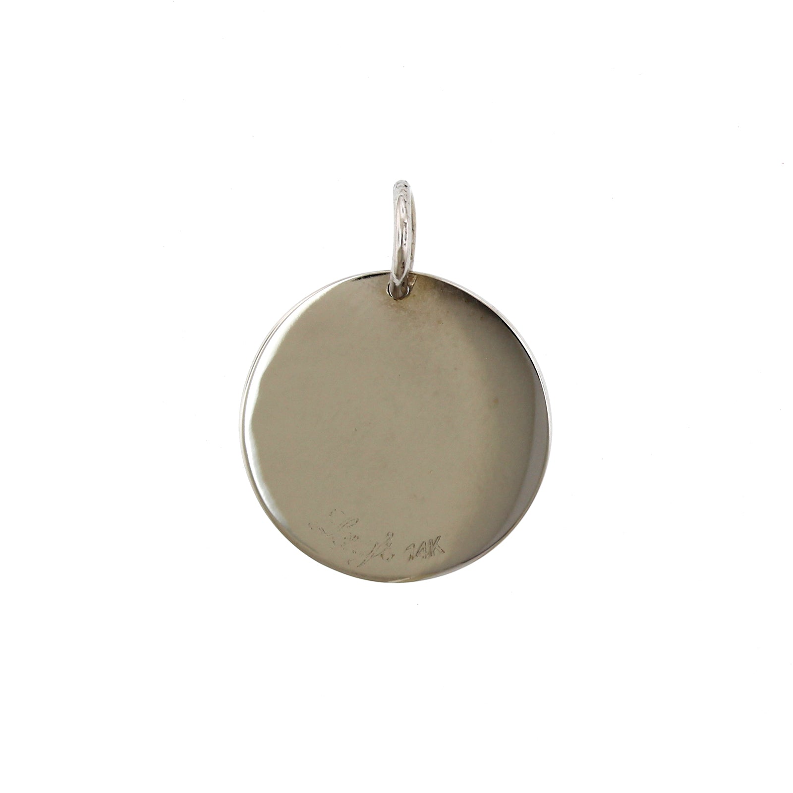 14K White Gold "T" Disc Pendant Only