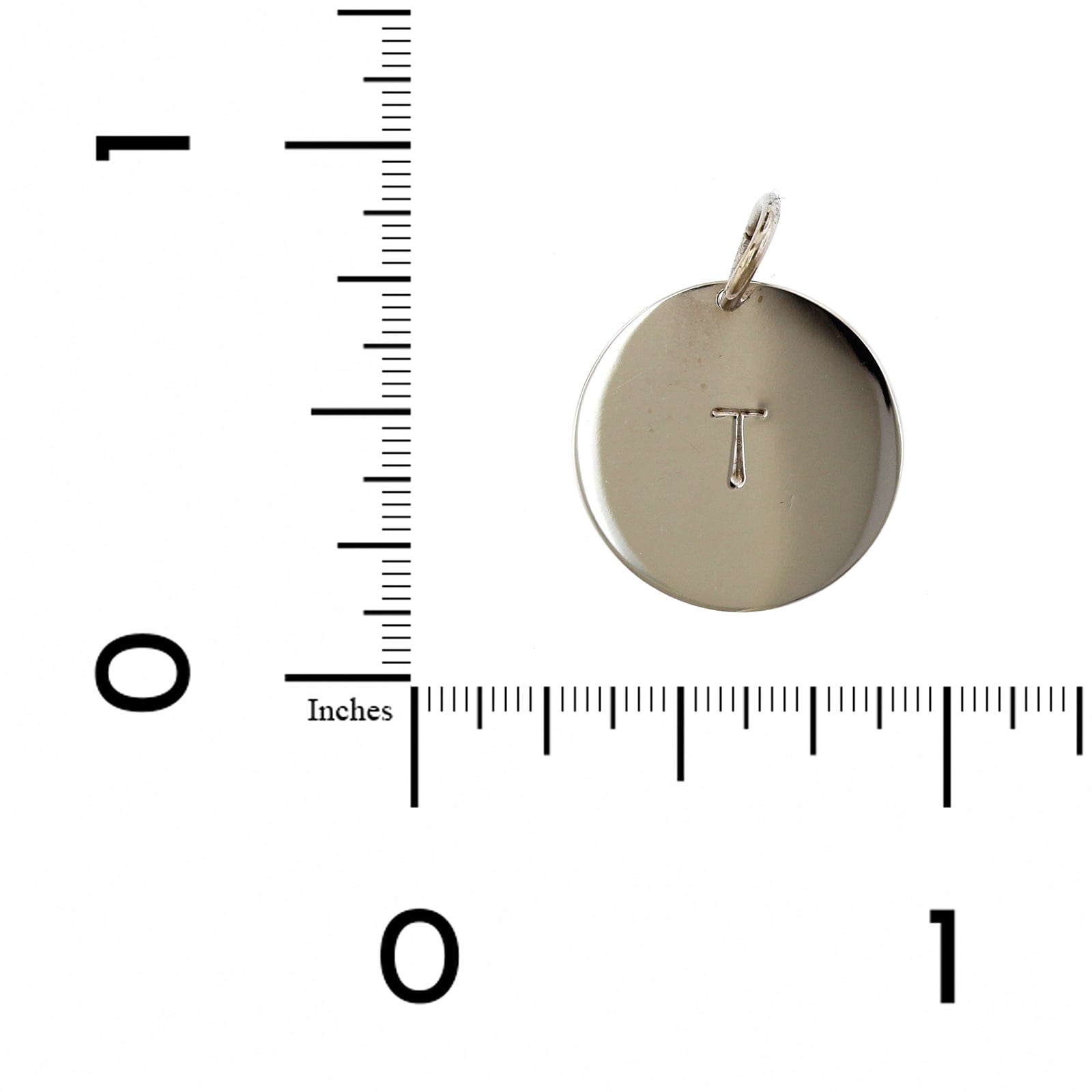 14K White Gold "T" Disc Pendant Only