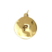 14K Yellow Gold "P" Round Disc