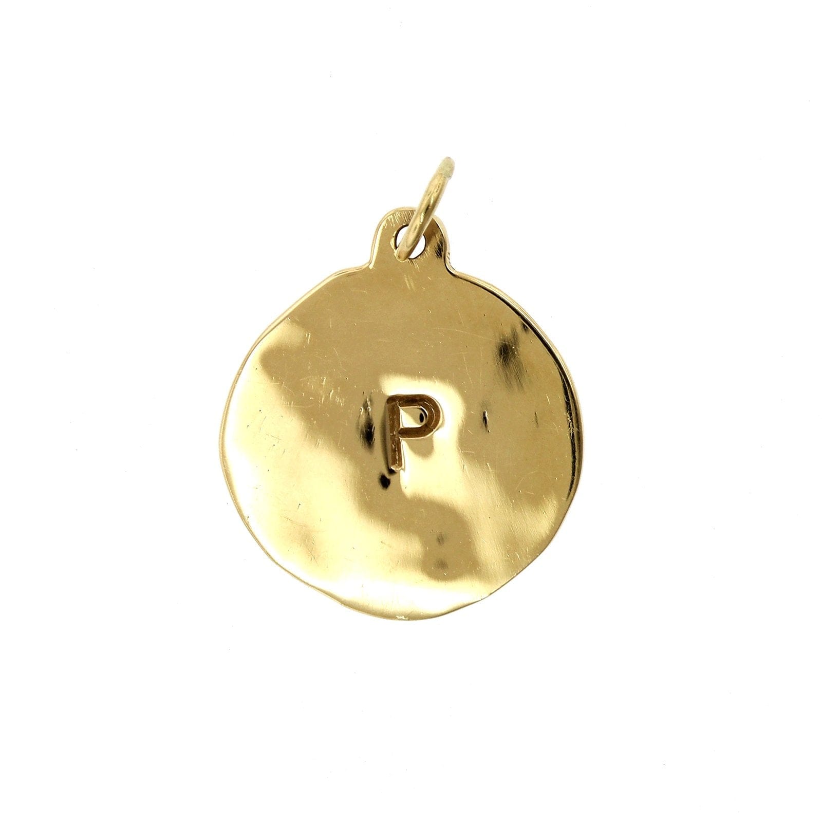 14K Yellow Gold "P" Round Disc