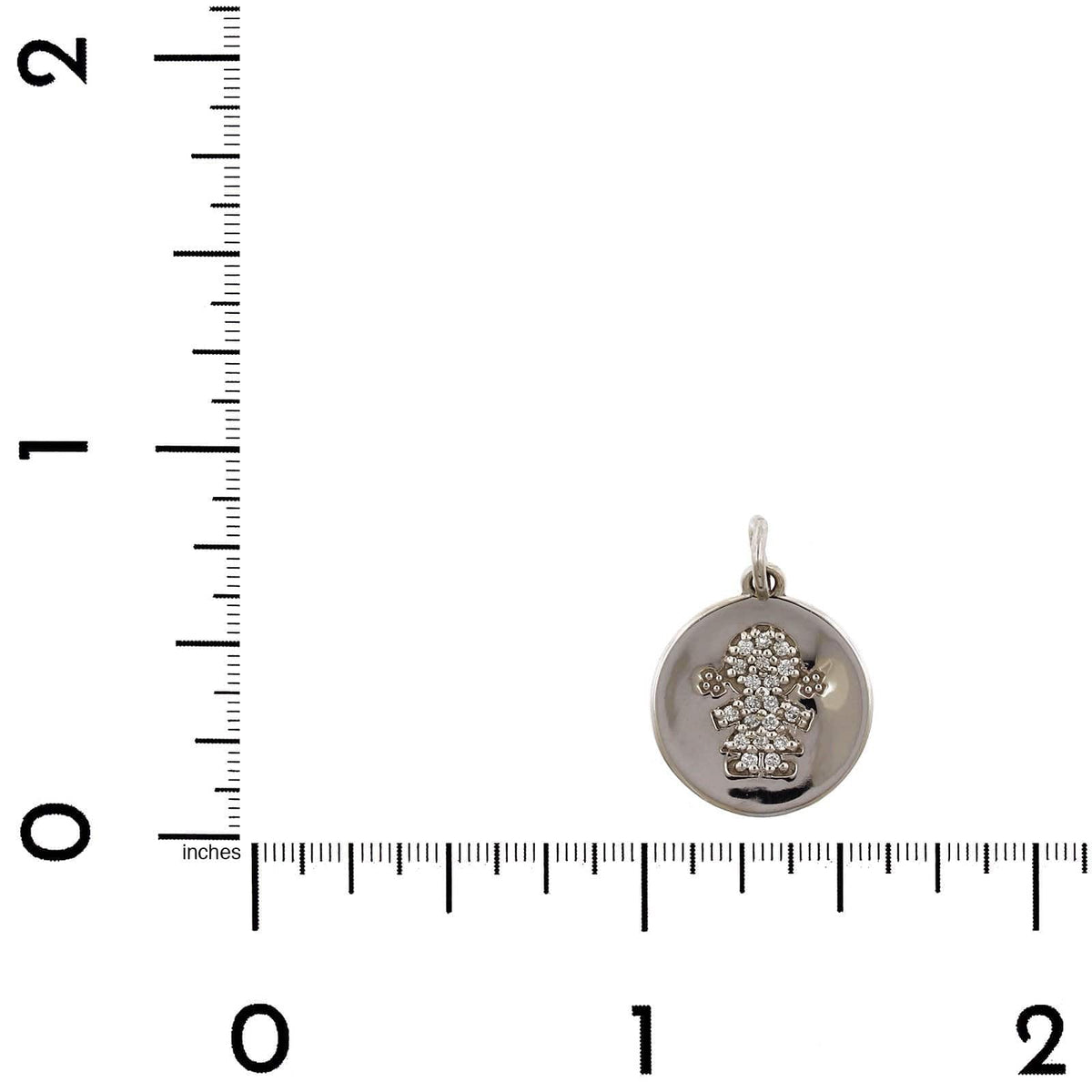 14K White Gold Diamond "Girl" Disc