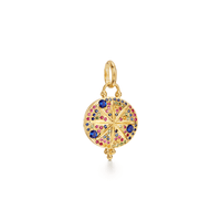 18K Yellow Gold Multi Color Stone Pendant