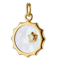 18K Yellow Gold Sun and Star Charm