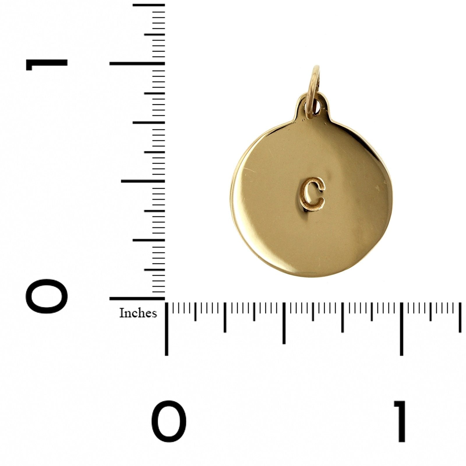 14K Yellow Gold "C" Round Disc