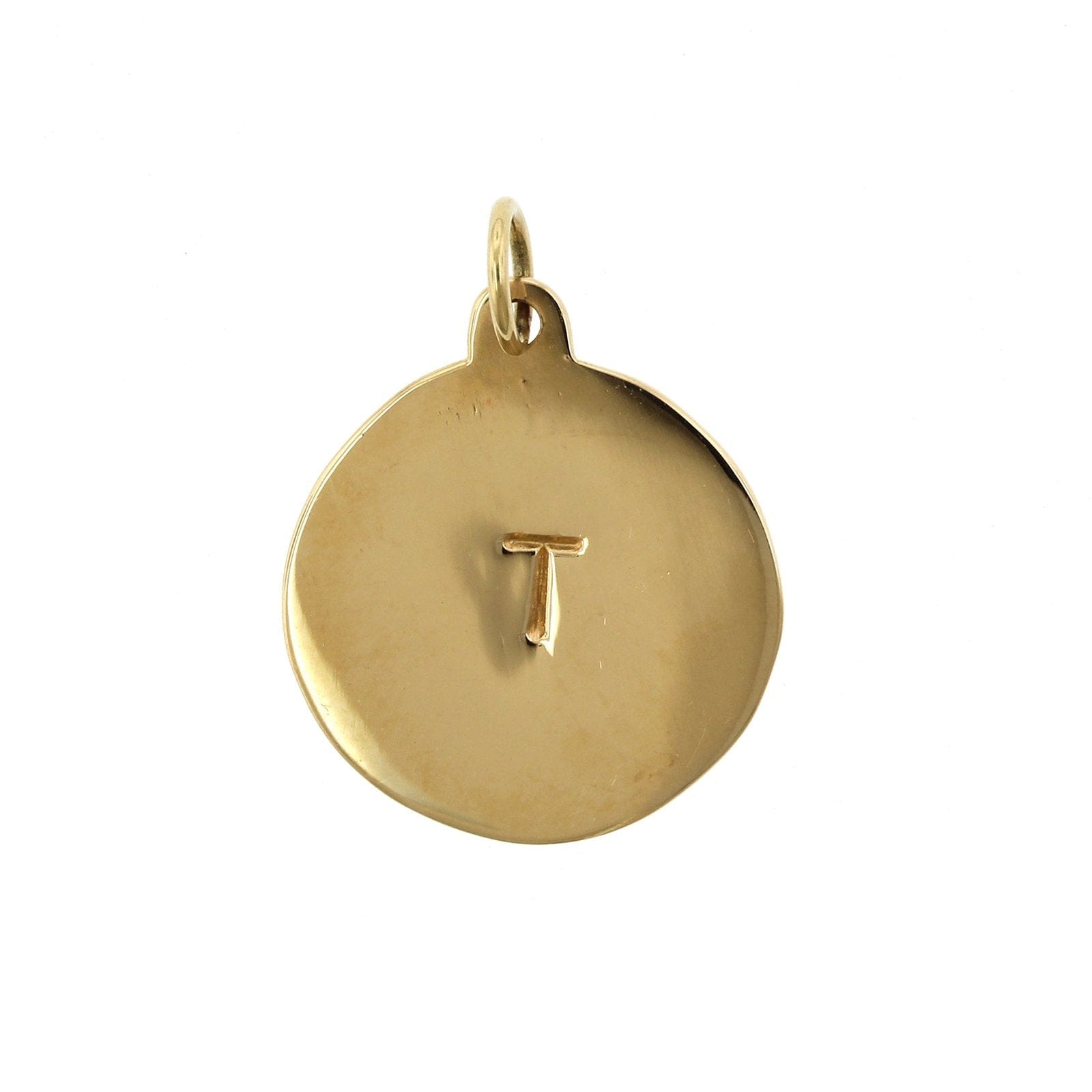 14K Yellow Gold "T" Round Disc