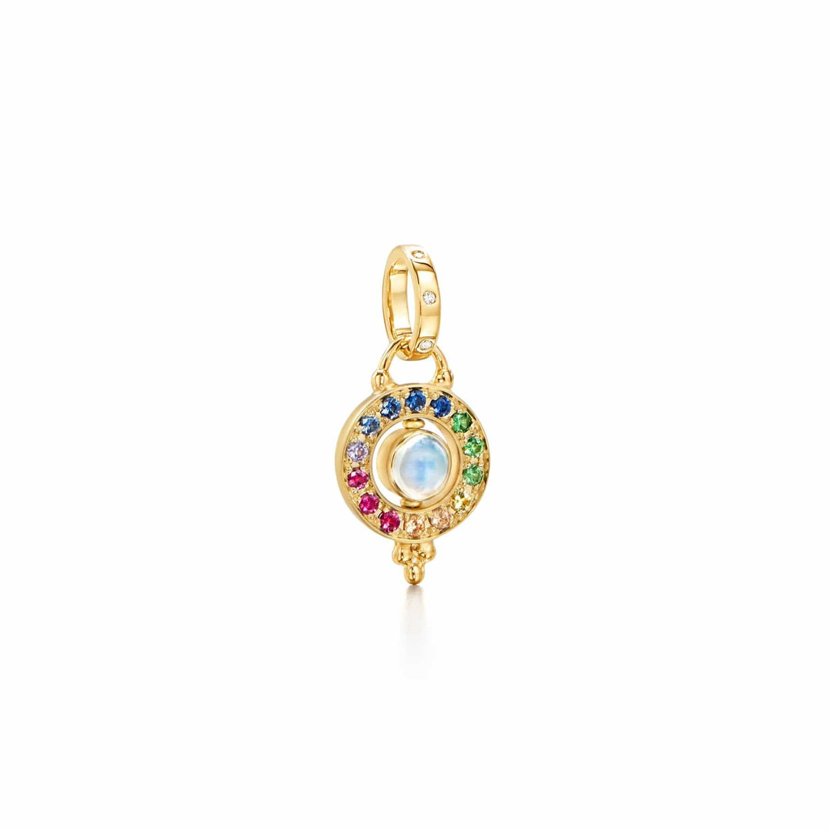 18K Yellow Gold Moonstone with Multi Stone Pendant