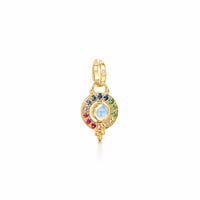 18K Yellow Gold Moonstone with Multi Stone Pendant