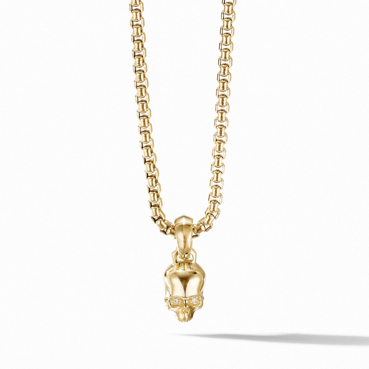 Extra Small Skull Charm in 18K Yellow Gold with Pavé Diamonds