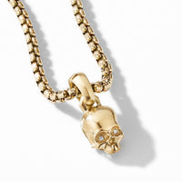Extra Small Skull Charm in 18K Yellow Gold with Pavé Diamonds