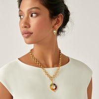 Temple St. Clair 18K Yellow Gold Multi Color Stone Wheel Pendant