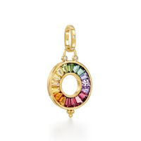 18K Yellow Gold Multi Color Stone Wheel Pendant