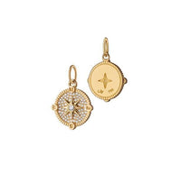 18K Yellow Gold Diamond Compass Charm