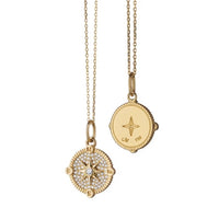 18K Yellow Gold Diamond Compass Charm