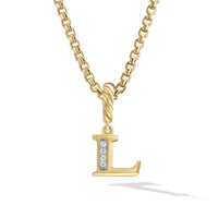 Pavé L Initial Pendant in 18K Yellow Gold with Diamonds