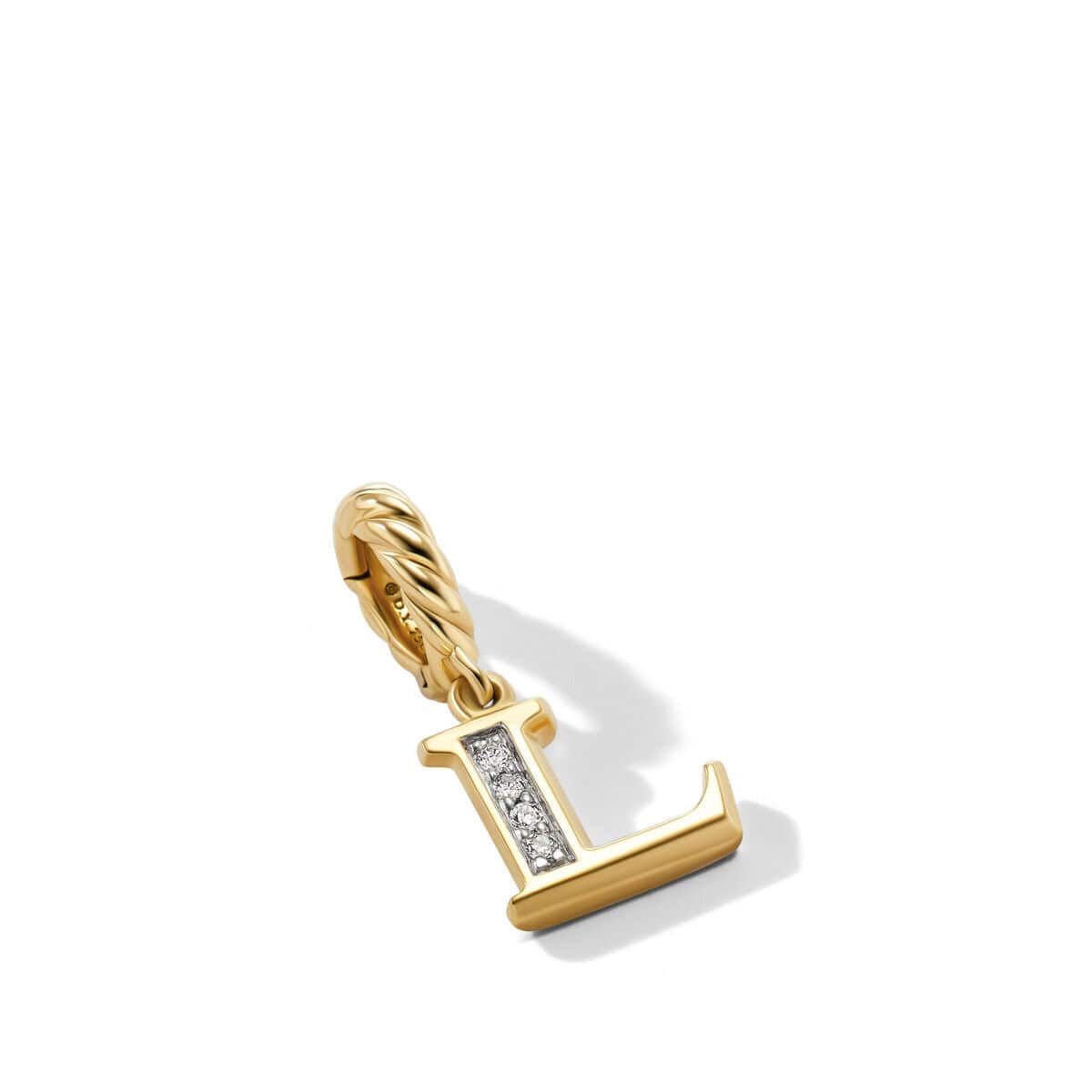 Pavé L Initial Pendant in 18K Yellow Gold with Diamonds