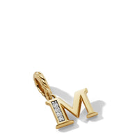 Pavé M Initial Pendant in 18K Yellow Gold with Diamonds