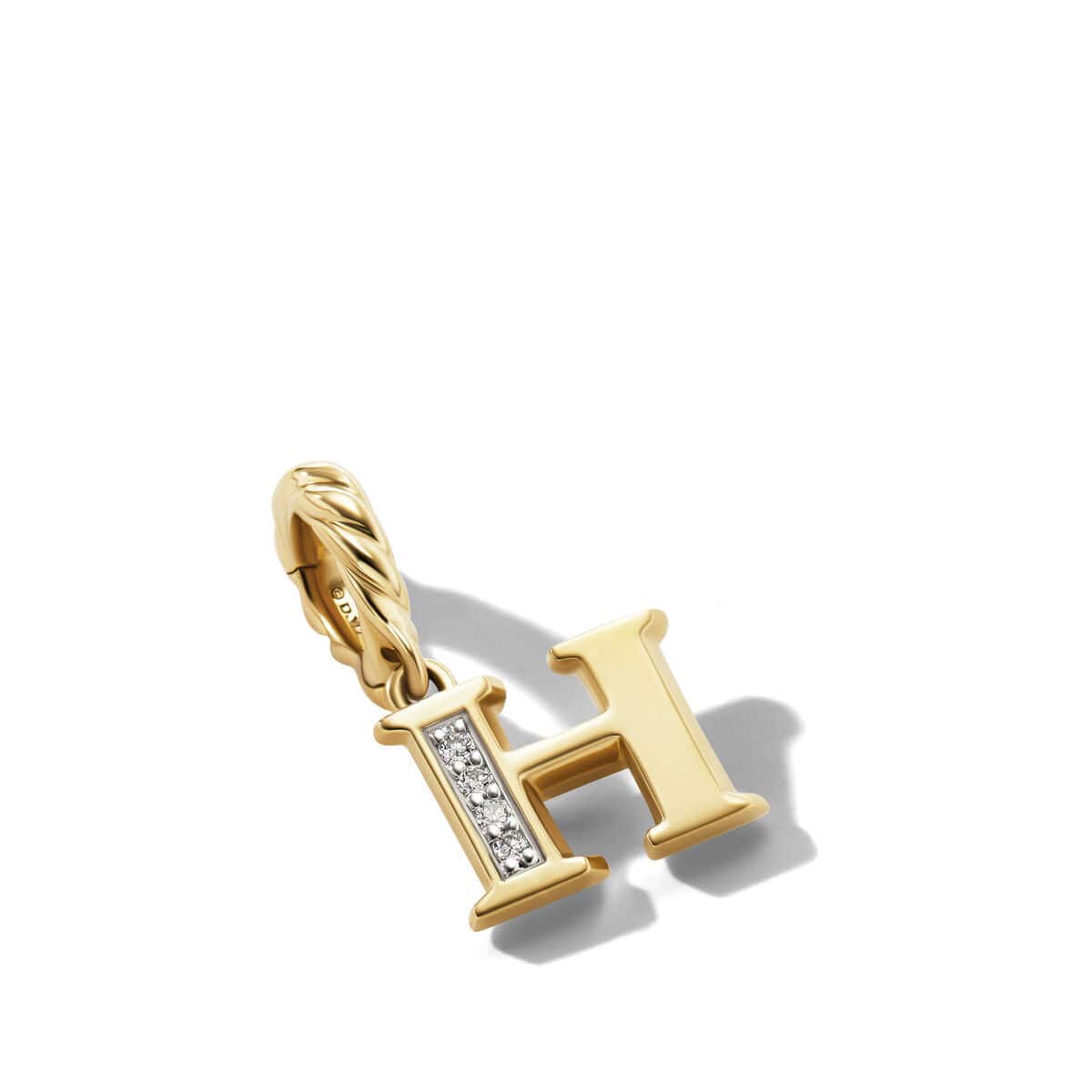 Pavé H Initial Pendant in 18K Yellow Gold with Diamonds